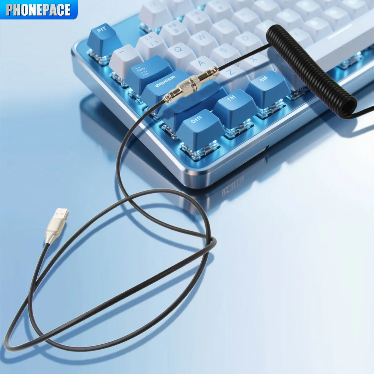 Retractable Coiled USB Cable for Mechanical Keyboards