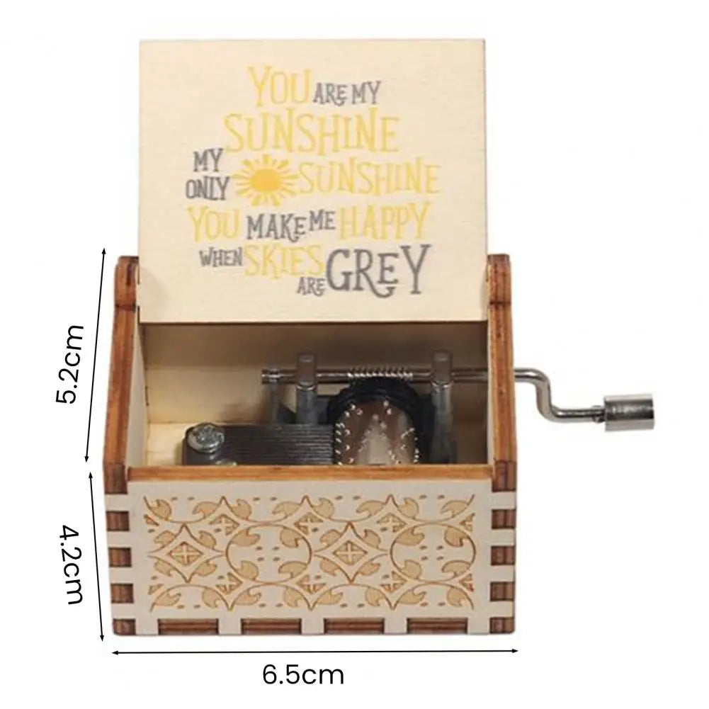 Hand-Cranked Wooden Music Box - 'You Are My Sunshine' Melody