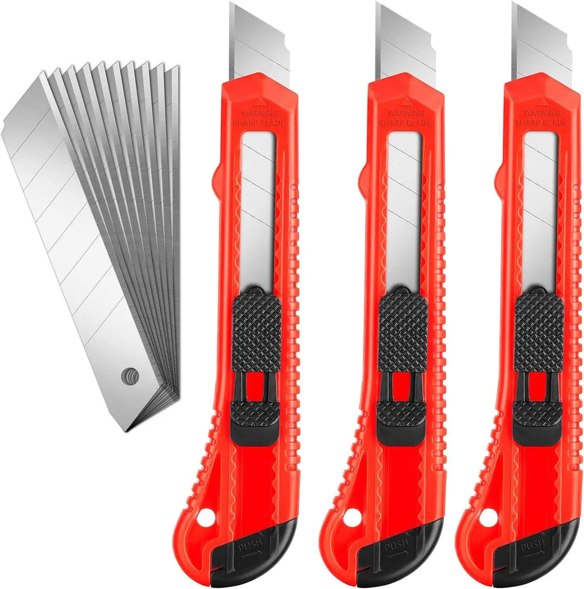 3-Pack Retractable Utility Knife Set with 10 Replacement Blades