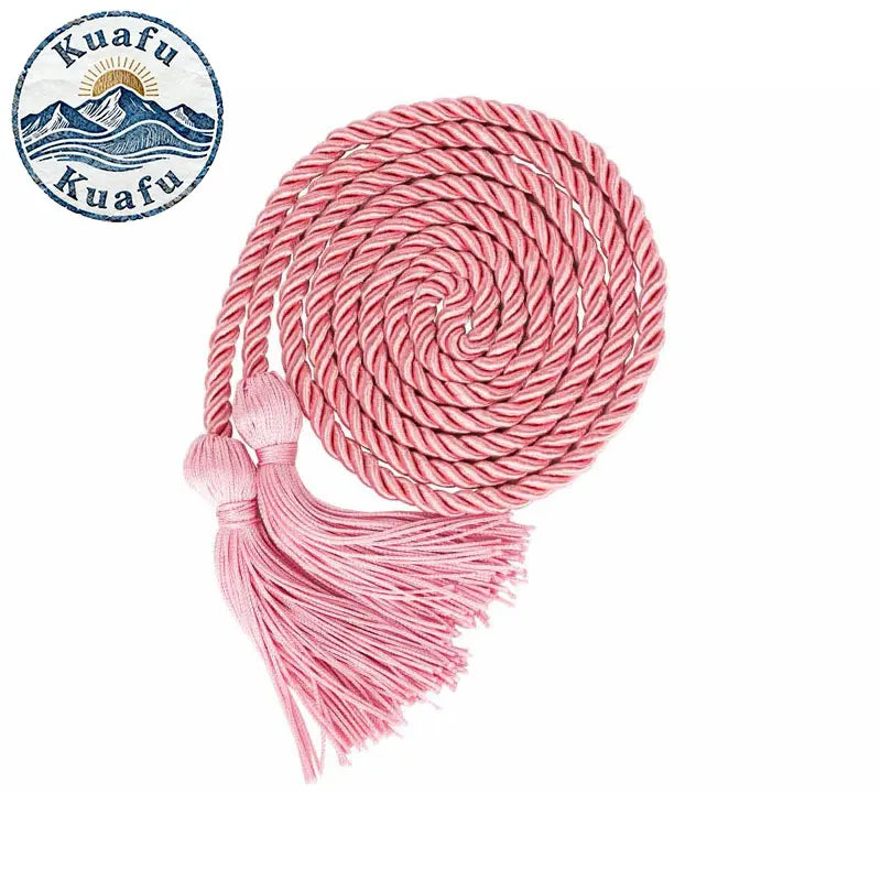 Pink graduation honor cords with double fringe tassels for ceremonies and crafts