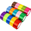 Roll of luxury satin ribbon in a rainbow color spectrum for gift wrapping and crafts