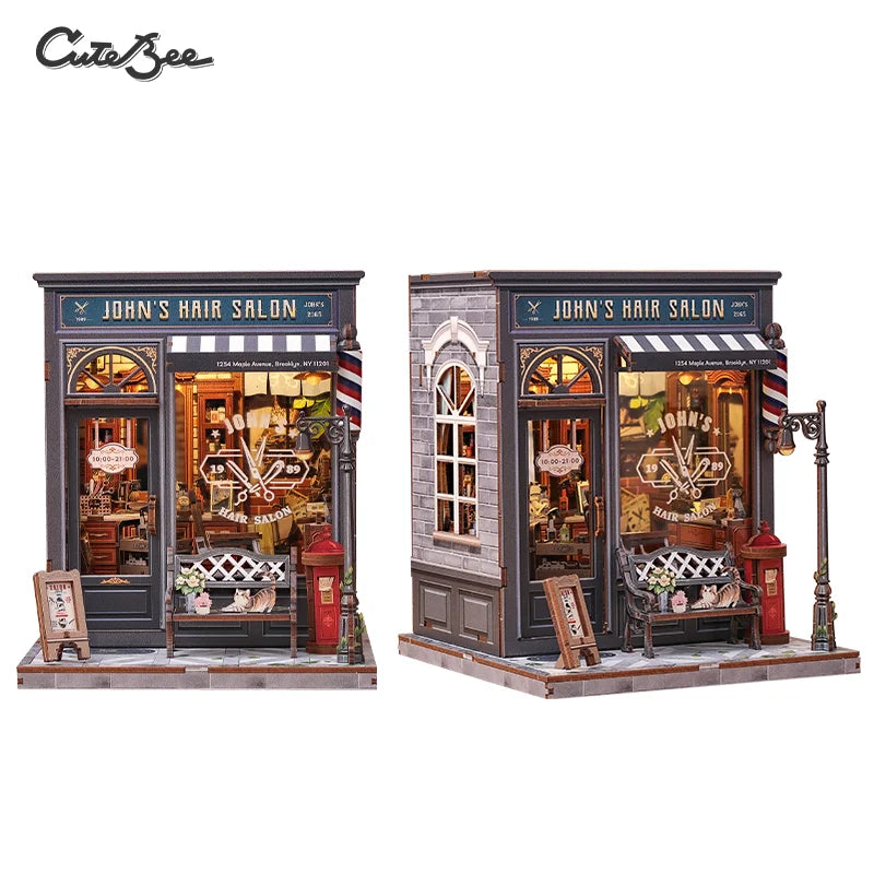 Book Nook DIY Wooden Miniature Kit with LED Lighting