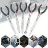 A set of 11-inch needle nose pliers with angled tips and long reach shown alongside various applications.