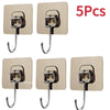 Five self-adhesive rotating wall hooks for storage in kitchen, bathroom, or entryway