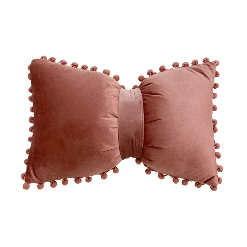 Velvet Bow Accent Pillow Cover