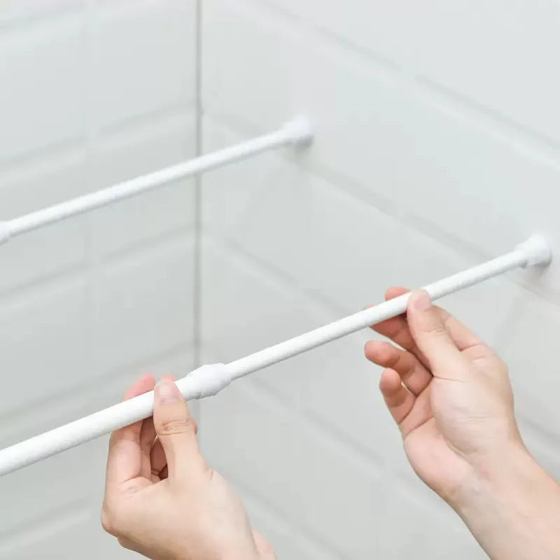 No-Drill Adjustable Metal Spring Tension Curtain Rod