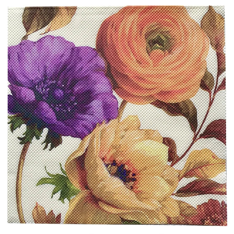 2-Ply Decorative Flower & Leaf Print Napkins (20-Pack)