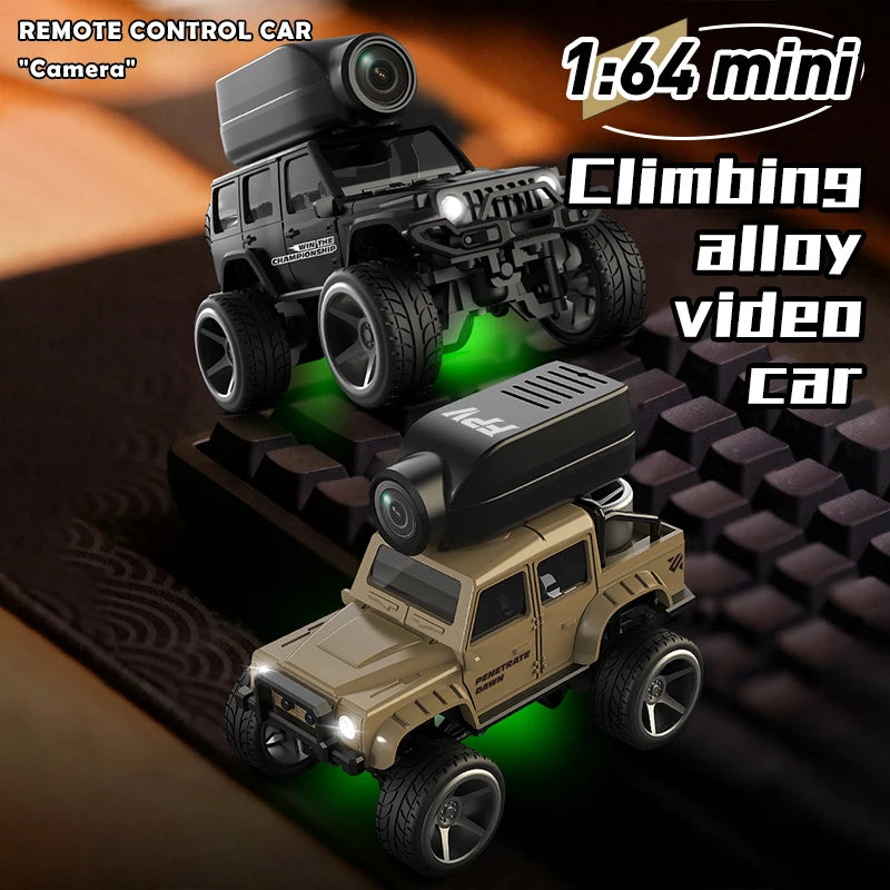 1:64 Scale RC Climbing Car with HD Camera and LED Lights