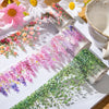 Rolls of vine pattern decorative PET tape featuring floral and foliage designs for journaling and crafts