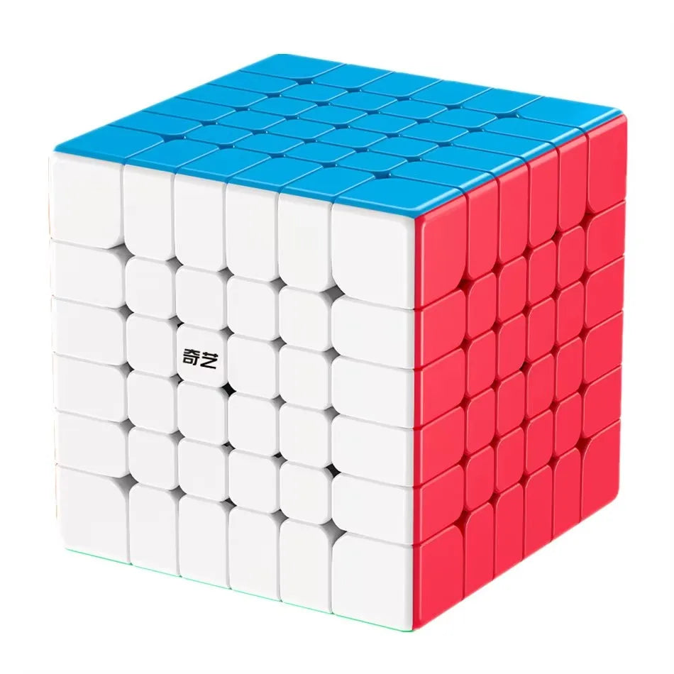 A 3x3 cube puzzle with blue and red magnetic faces, showing a professional speed cube.