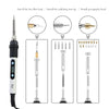 A set of tools for wood burning and soldering including a hot film head, soldering iron tip, and pyrography head.