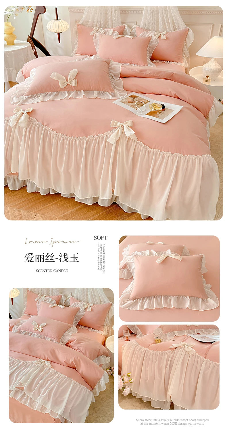 Princess Chiffon Duvet Cover with Romantic Ruffles