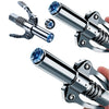 A silver heavy-duty grease gun coupler with a blue tip is shown in various angles.