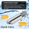 Stainless steel liquid soap dispenser with an inclined surface design and check valve shown in water.
