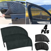 Four black car window mesh sun shade covers for breathable insect and UV protection