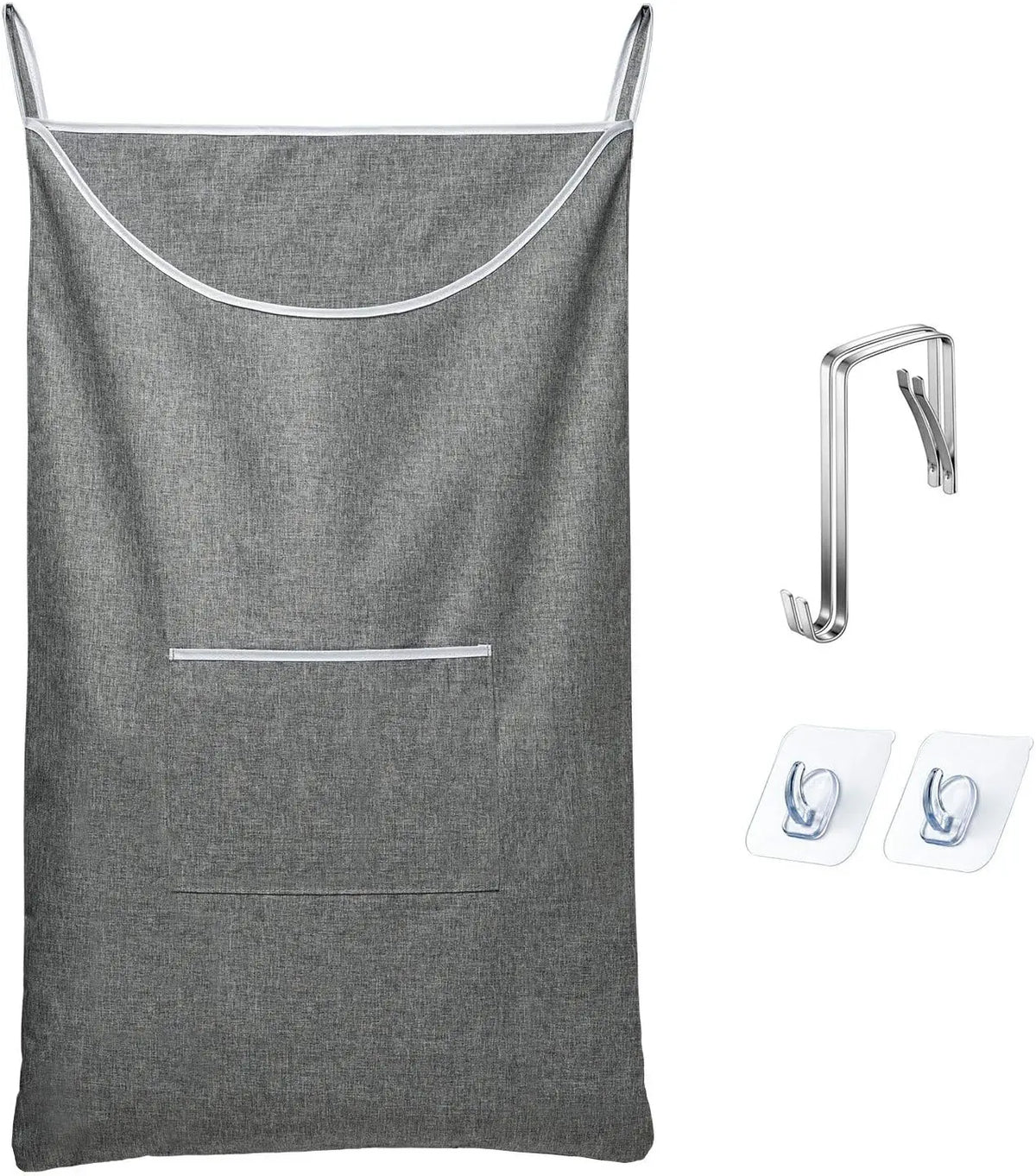 Gray extra-large hanging laundry hamper with door and wall mounts