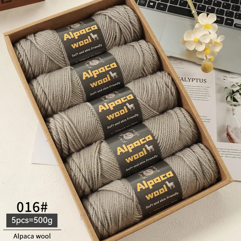 Chunky Alpaca Wool Knitting Yarn – 500g Multi-Color Set for Cozy Winter Projects