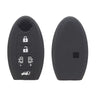 Black silicone key fob cover with a slot and buttons for Nissan vehicles