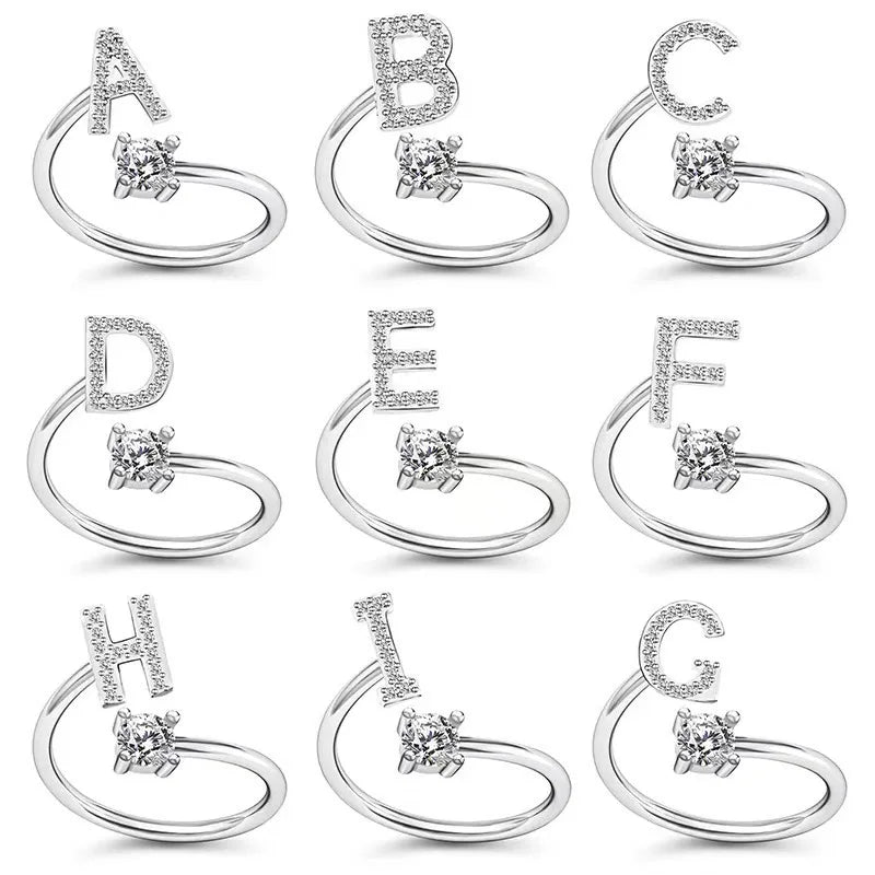 Initial Letter Ring with Zircon Accent
