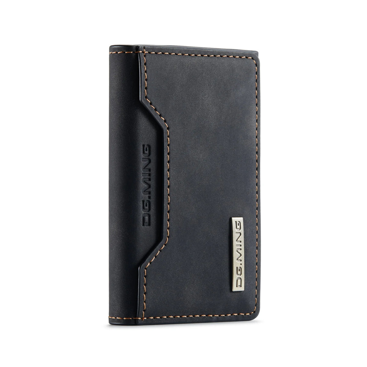 Vintage Leather Trifold Wallet with Magnetic Closure