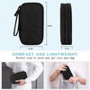 Black waterproof double-layer travel organizer for cables and accessories shown in various forms.
