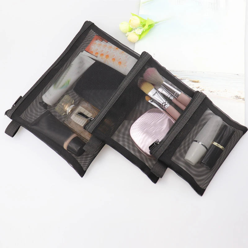 Breathable Mesh Makeup Bag Organizer - Multi-Purpose Travel Toiletry Pouch
