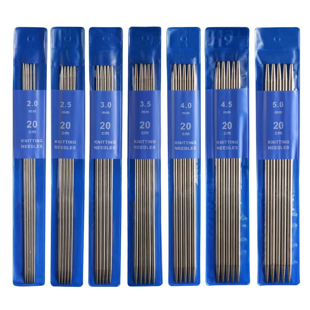 Stainless Steel Knitting Needle Set (20cm, 2–5mm)
