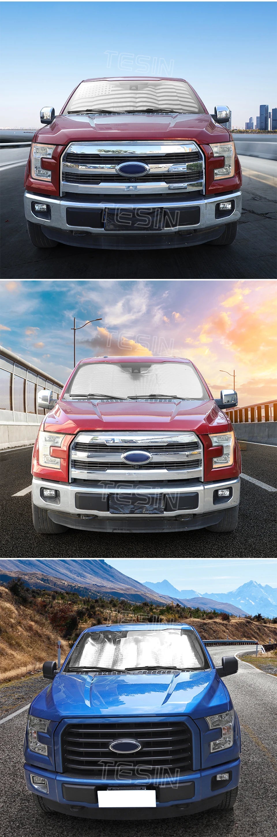 Ford F-150 Windshield Sun Shade - Heat Blocking Aluminum Foil Cover