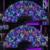 Holographic Folding Hand Fan with UV Glow Effect