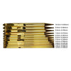 A set of interchangeable aluminum crochet hooks with various sizes ranging from 3.0 mm to 10.0 mm.