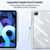 Clear acrylic case for an iPad with an upgraded Apple Pencil holder accessory.