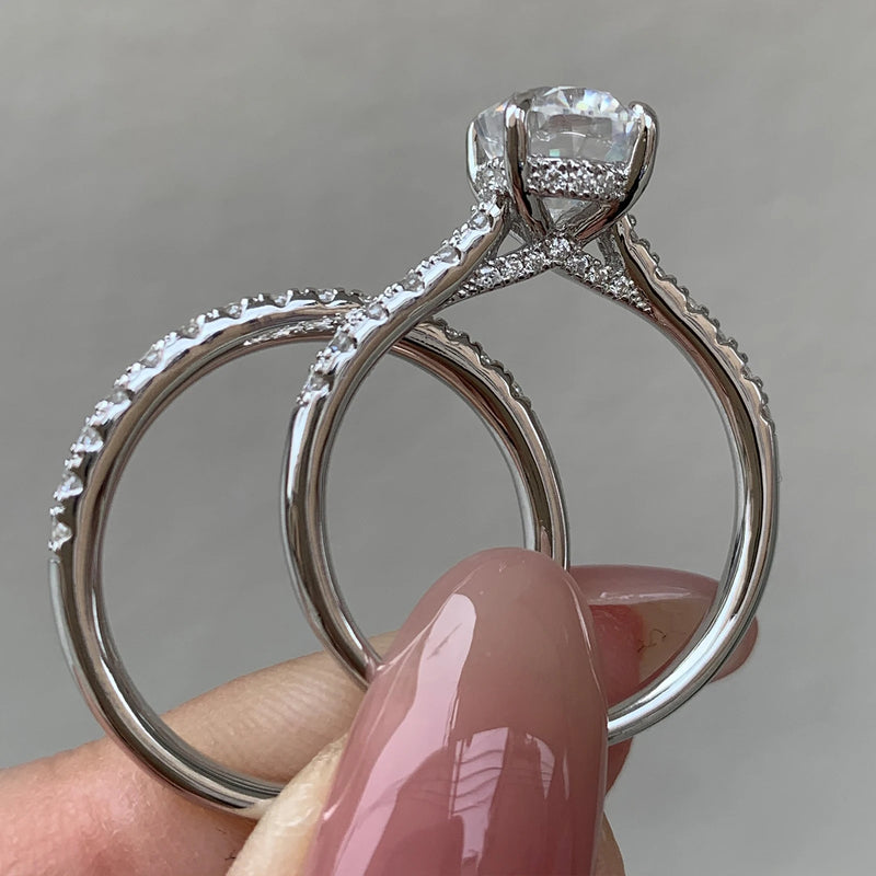 Oval Cut Moissanite Bridal Ring Set in Sterling Silver