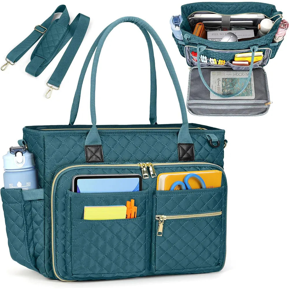 15.6 Inch Laptop Tote Bag for Women with Multiple Pockets