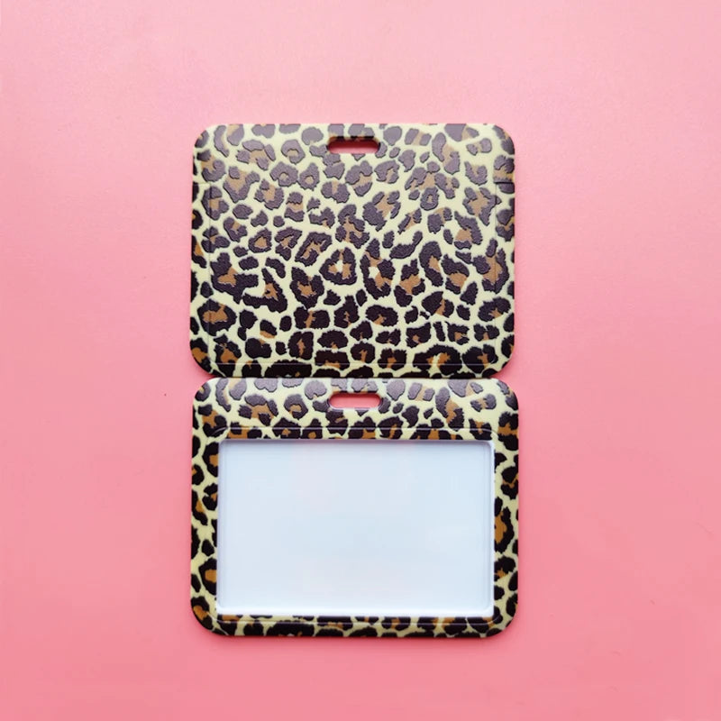 Leopard Print ID Card Holder with Detachable Lanyard