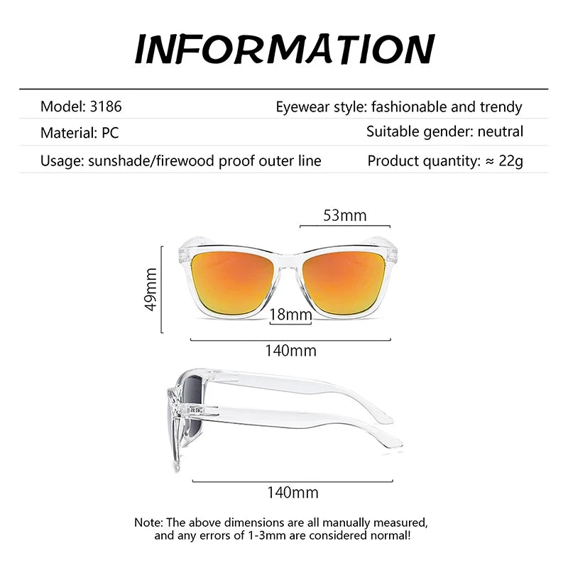 Retro Clear Frame Sunglasses with UV400 Protection