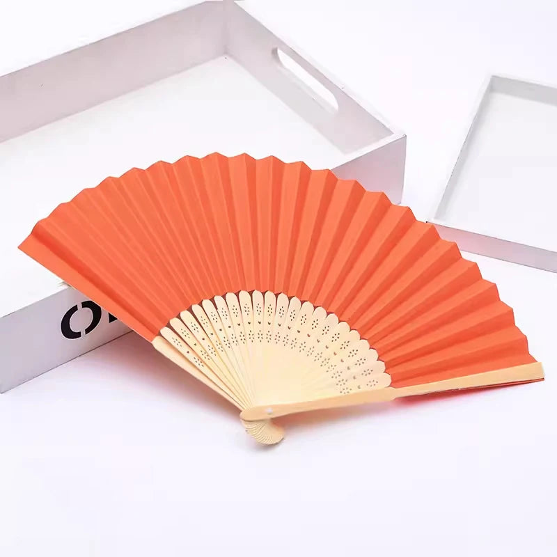 Classic Bamboo Folding Fan with Blank Canvas Design