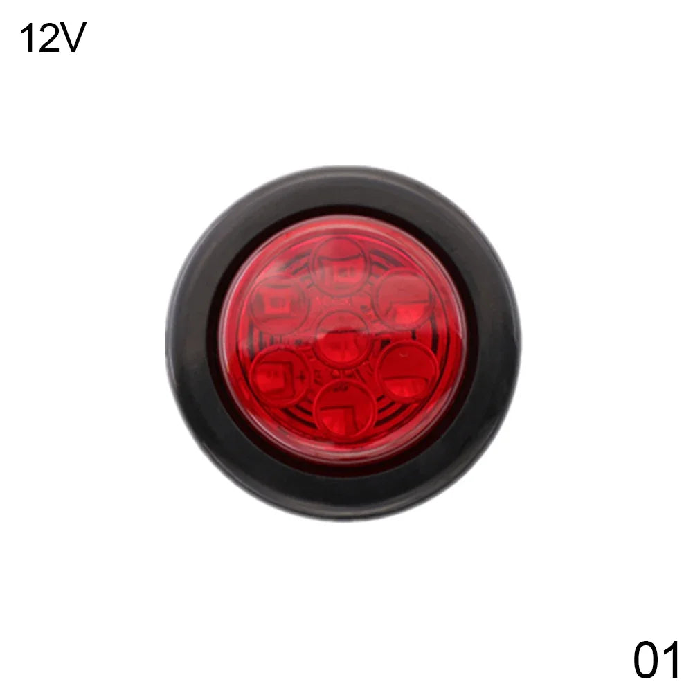 A round 12V LED light assembly with seven red LEDs, used as a flush mount tail light.