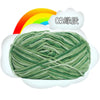 A ball of soft, anti-pilling milk cotton blend yarn in a moss green color, labeled as 03 level.