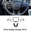 Carbon fiber interior trim kit for Dodge Charger featuring various trim pieces like steering wheel accents and console compon