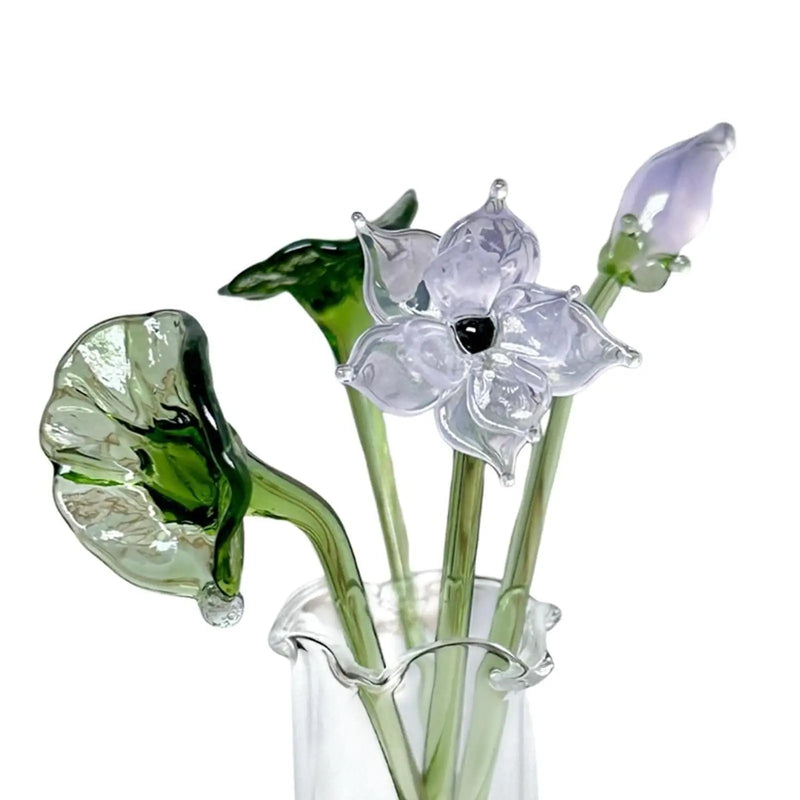 Gläserne Iris-Blumenfigur mit Vase