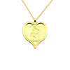 Gold heart pendant necklace featuring a hand symbol, part of JoJo's Bizarre Adventure Red Stone of Aja.