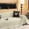 Thick Chenille Sofa Cover with Tassel Fringe — Scratch Resistant & Reversible