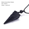 Geometric Natural Stone Pendant Necklace with Adjustable Leather Cord
