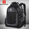 Black large capacity waterproof laptop backpack with adjustable straps and zippers