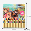 A set of 28 ACWOO Face Crayon sticks in various colors displayed on a cardboard box.