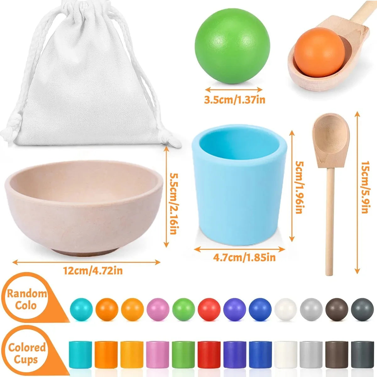 Rainbow Ball in Cups Color Sorting Toy for Toddlers