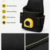 Black Oxford fabric tool pouch with reinforced stitching and a yellow accent, designed for daily use.