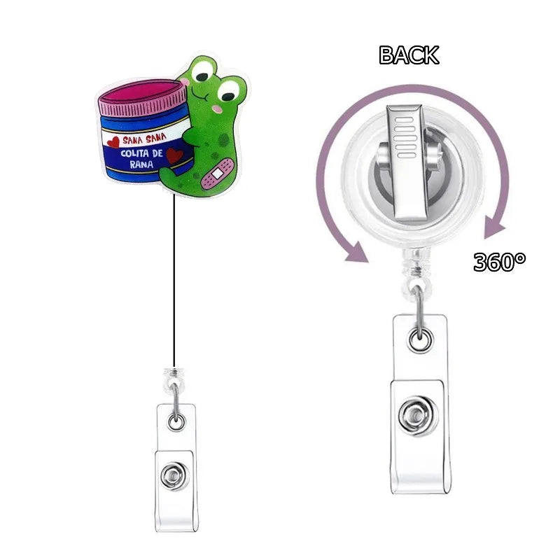 Cute Cat Acrylic ID Badge Reel with Retractable Clip