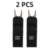 Two black adjustable buckleless hook belts for men