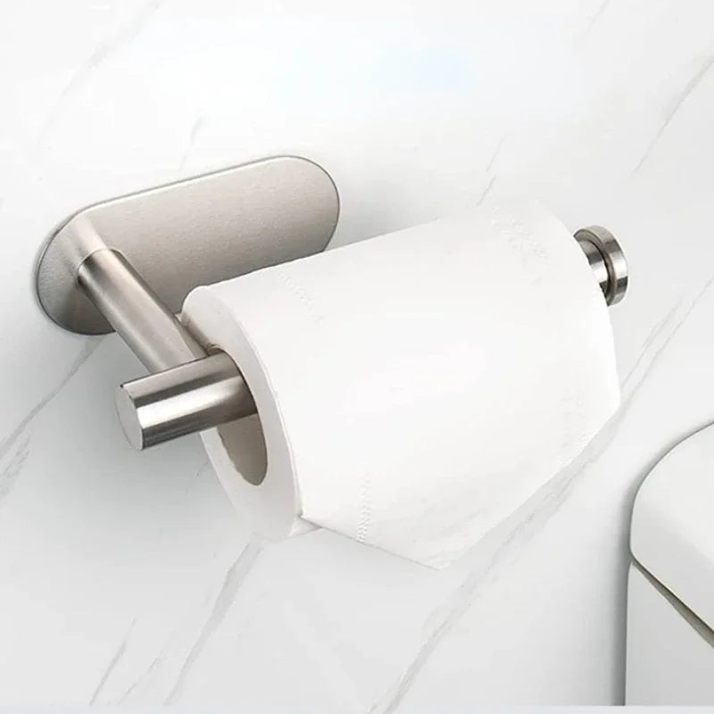 No-Drill Stainless Steel Wall-Mounted Toilet Paper Holder
